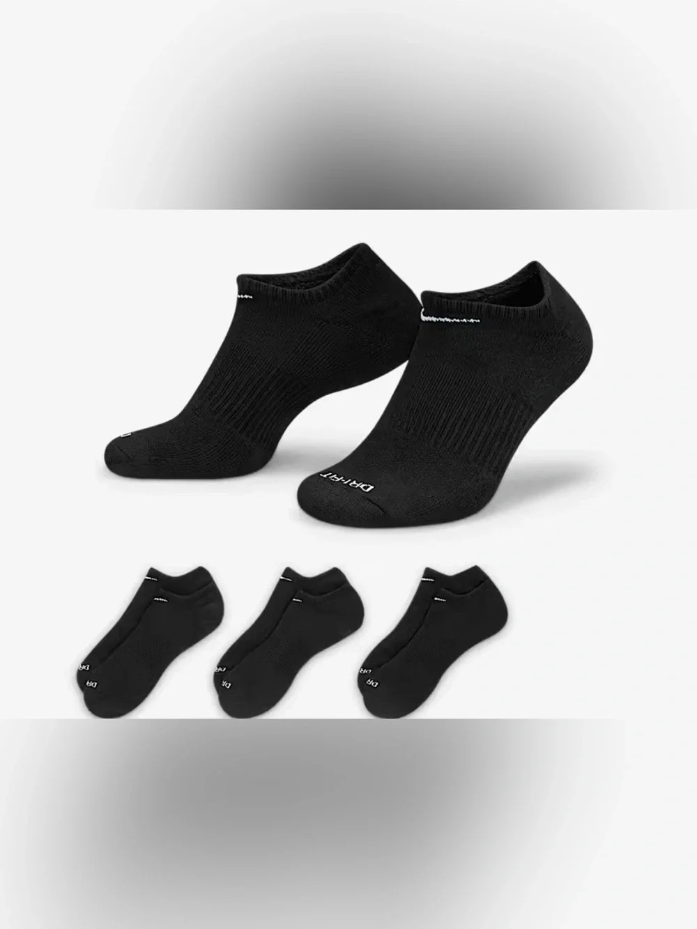 Nike Men's Black No-Show Socks - Pack of 3 Size 8-12